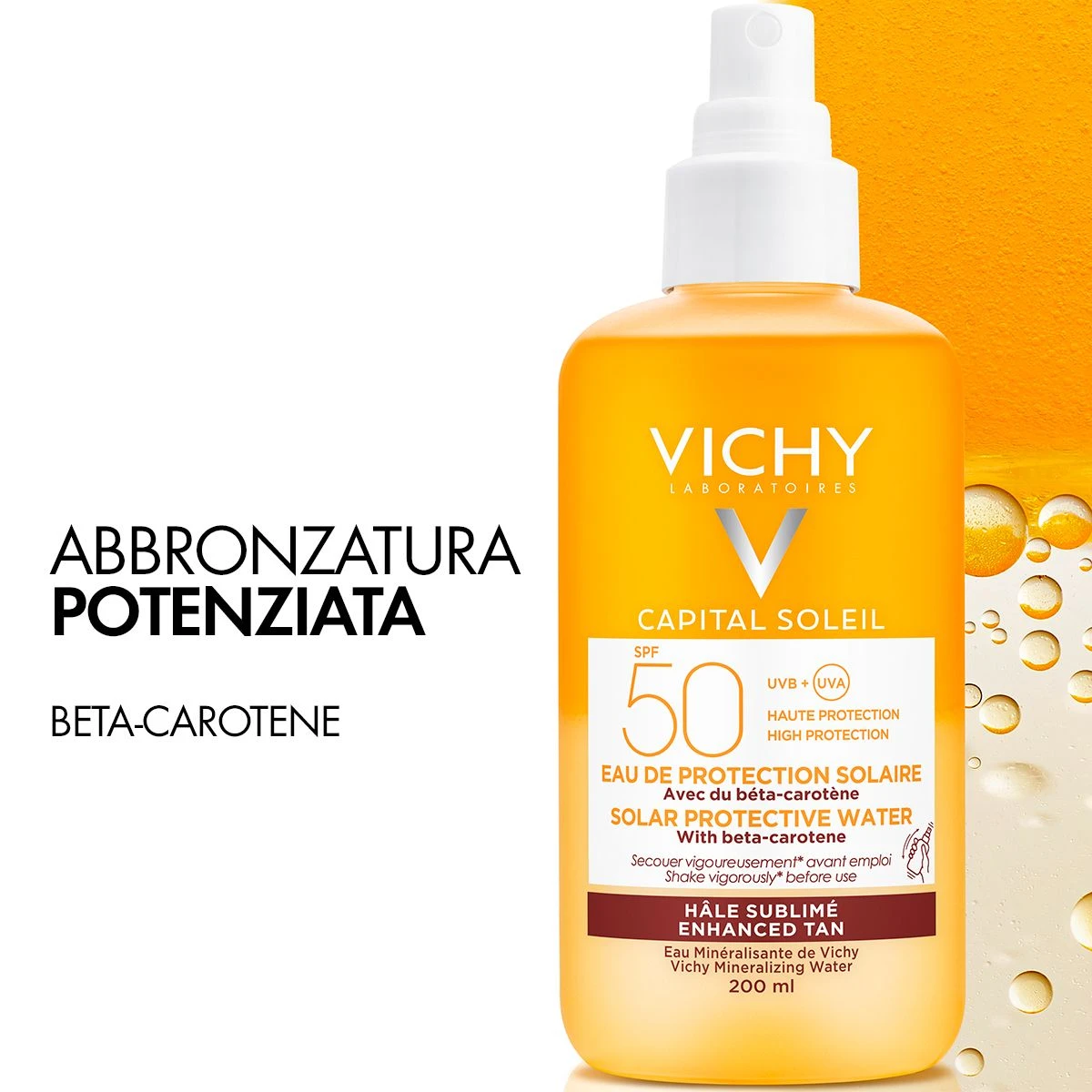 Vichy Capital Soleil Acqua Solare Spray Corpo Per Abbronzatura Intensa 50 SPF 200 Ml 2 Vichy Capital Soleil Acqua Solare Spray Corpo Per Abbronzatura Intensa 50 SPF 200 Ml - immagine 2