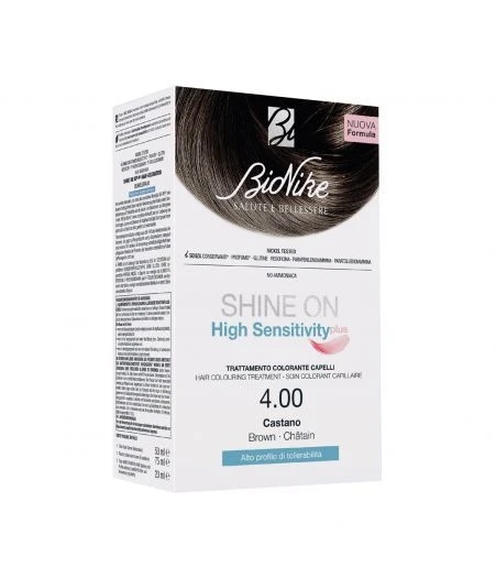 BIONIKE SHINE ON HIGH SENSITIVITY PLUS TRATTAMENTO COLORANTE CAPELLI 4.00 CASTANO 1 BIONIKE SHINE ON HIGH SENSITIVITY PLUS TRATTAMENTO COLORANTE CAPELLI 4.00 CASTANO